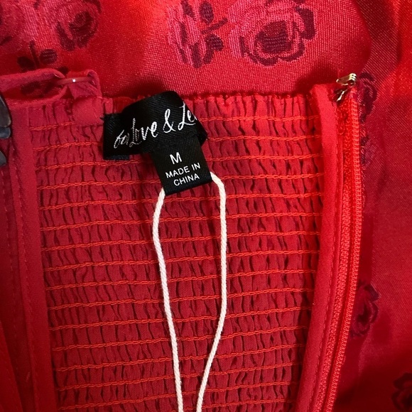 For Love & Lemons Annika Mini Dress NWOT Red Corset Bodice Bubble Hem - Picture 10 of 14